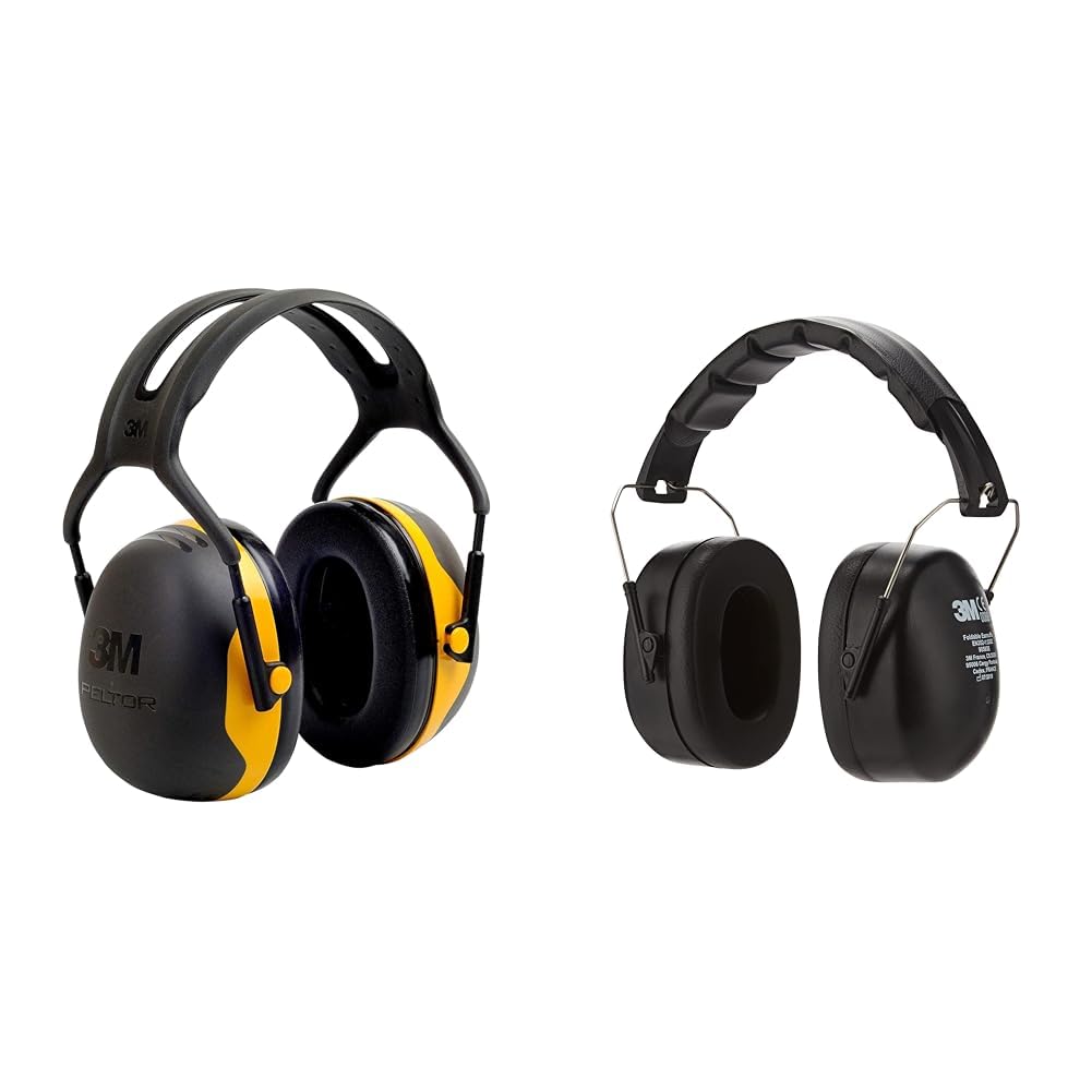 3M Casque anti bruit X2 ; protection des oreilles, protection auditive & 3M Casque Antibruit Pliable 90563E, protection auditive confortable recommandée