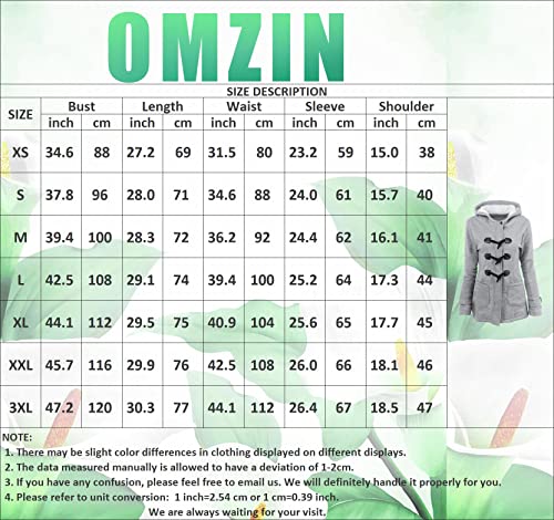 Omzin Womens Winter Long Warm Jackets Fashion Horn Button Coat Fleece Thicken Coat With Hoodie Red S #TOP4