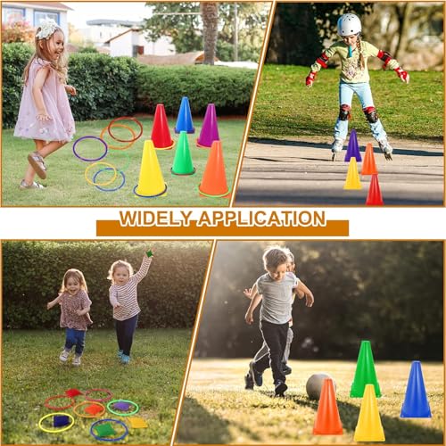 Outdoor Carnival Games Set, Bean Bag Toss,Ring Toss Game,Soft Plastic Cones Bean Bags Ring Toss Games,Birthday Party Activities Inside and Outside - Image 2