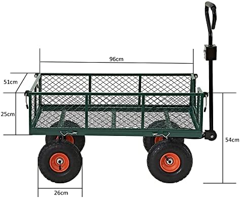 NEW Heavy Duty 350KG Garden Trolley Cart Wheelbarrow Trailer Wagon Outdoor Transportable Plant Cart