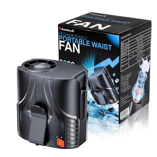 Image of Portable Waist Fan, 6000mAh Wearable Clip-on Fan with 16000RPM High Speed Airflow, 40H Max Runtime, 6 Speeds Hands-Free Neck Fan & Shirt Fan for Outdoor Work, Construction, Camping, Gardening