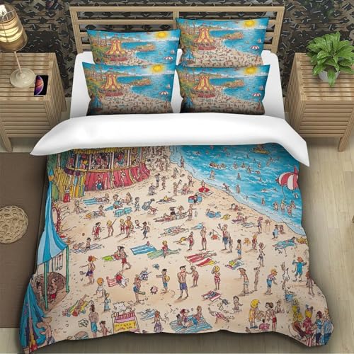 Housse de couette King carnaval de plage microfibre lit 220x240 cm