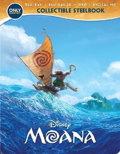 Disney's MOANA Steelbook (3D Blu-ray + 2D blu-ray + DVD + Digital HD Steelbook) [Exclusive Limited US Edition]