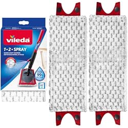 Vileda 1-2 Spray Mop Refills - Pack of 2 Microfibre Mop Pads | Genuine Vileda Mop Head Replacements, Machine Washable, Also Fits Ultramax Spray Mops, Ideal for Sealed Hard Floor Types