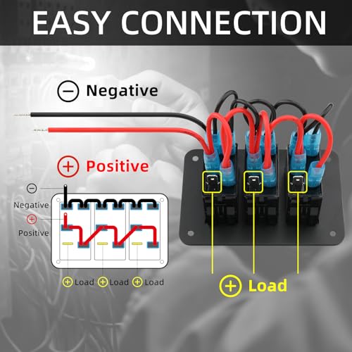 Image of 3 Gang Rocker Switch Panel, 12V 5 Pin ON /Off Toggle Switch Panel