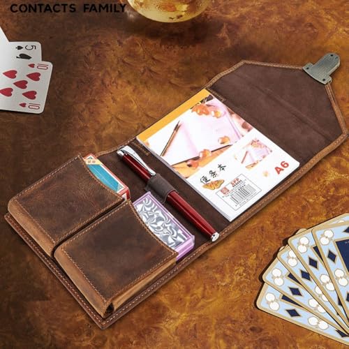 Funda de cuero retro hecha a mano para cuaderno y cartas de póker 7