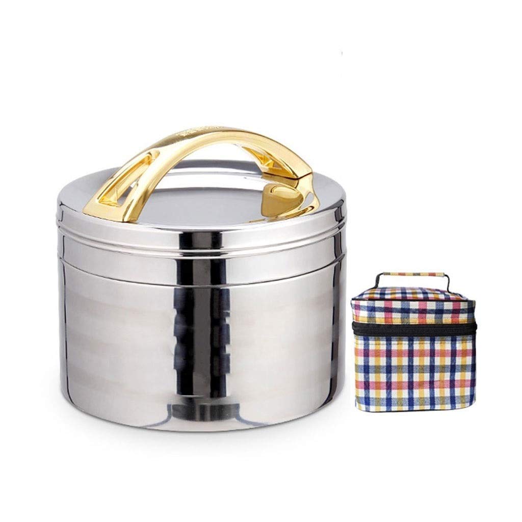 Termo de acero inoxidable 304 para niños, 1300 ml, recipientes de alimentos aislados al vacío y sellados, bolsa portátil para aislamiento (color: natural), color: azul (color: natural)