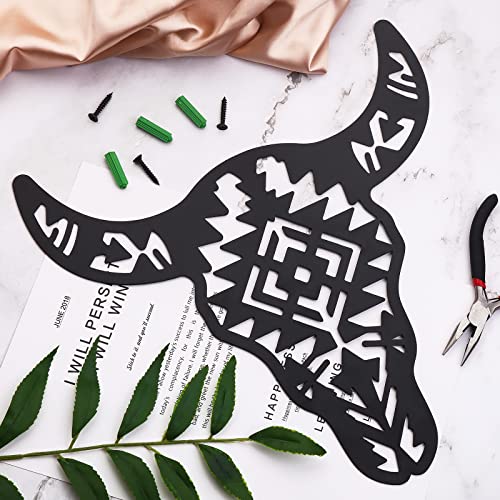 ORIGACH-Black-Metal-Western-Cow-Skull-Art-Decor-Cool-Wall-Hanging-Western-Rustic-Metal-Bull-Head-Wall-Sculptures-Decor-for-Living-Room-Bedroom-Kitchen-Garden-Gift-Idea-12-inch ORIGACH Black Metal Western Cow Skull Art Decor Cool Wall Hanging Western Rustic Metal Bull Head Wall Sculptures Decor for Living Room Bedroom Kitchen Garden Gift Idea 12 inch