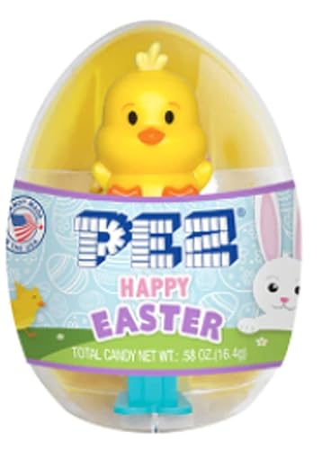 PEZ Mini huevo de Pascua con mini dispensador y dos caramelos (pollo amarillo)