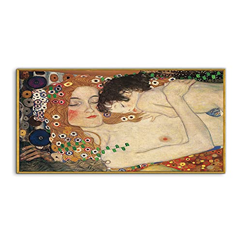 Image sur verre Klimt Mother Child 140x70cm pour salon et chambre