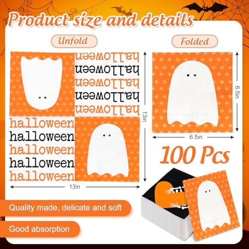 Servilletas de papel desechables de Halloween absorbentes para postre y cena tematica con esqueleto 2