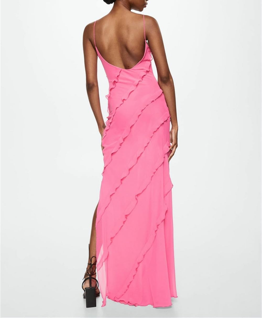 Women Summer Elegant Sling Midi Ruched Bodycon Dress Solid Color Backless Slim Party Cocktail Dresses - Image 5