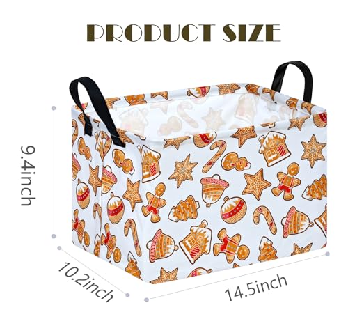 Image of MAIZMZ Christmas Storage Basket,Kids Gifts Empty Baskets Gingerbread Santa Claus Organizer Bins Foldable Nursery Hamper Waterproof Clothes Toy Bin Book Shelf Closet Cube Xmas Party Decor