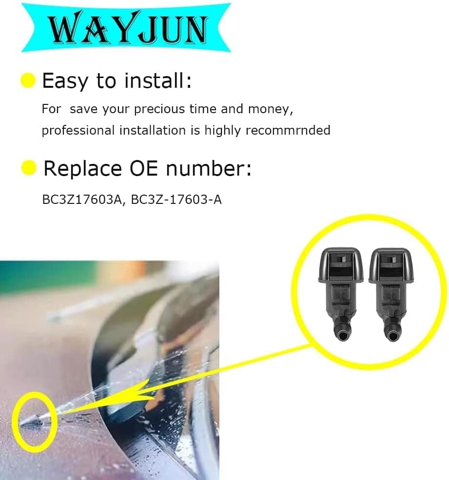 WayJun BC3Z17603A 2 Pcs Windshield Water Jet Washer Nozzle Compatibl with 2011-2015 F250 F350 F450 F550 Super Duty