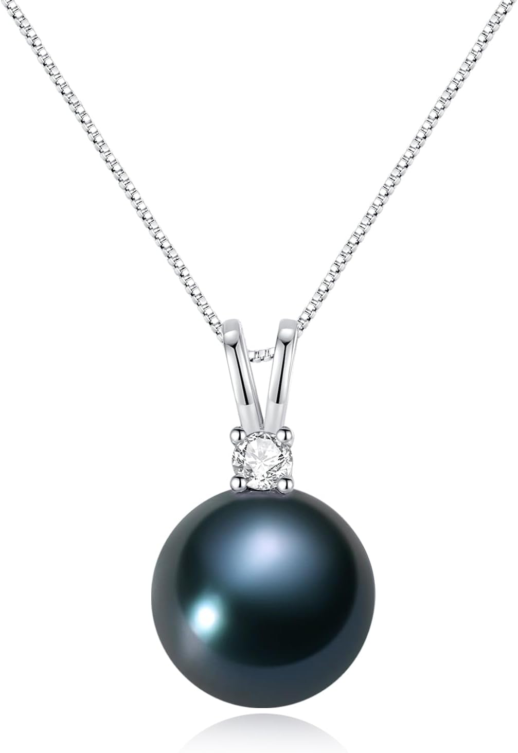 Cultured 11-12MM Round Pink Purple Blue Grey Golden Tahitian Black Pearl Necklace for Women, S925 Sterling Silver 18K Gold Plated, Single Pearl Pendant Necklace