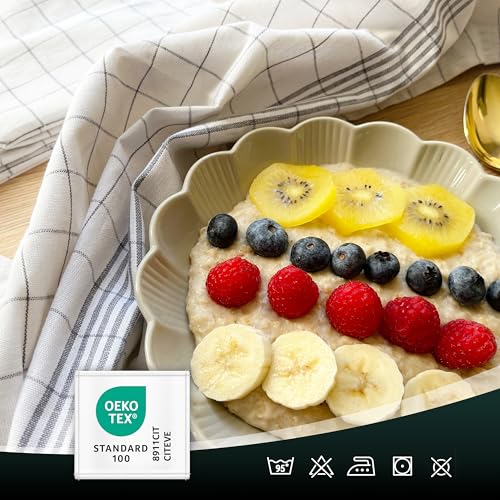 Miniatura 2 de Zollner Juego De 10 Paños De Cocina De Algodón De 50x70 Cm - Muy Absorbentes Y Duraderos - Lavables Hasta 95 C - A Cuadros Grises Y Blancos - Calidad Gastronómica - Oeko Tex