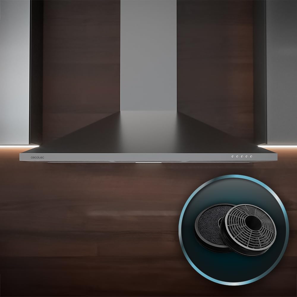 Cecotec Cappa aspirante piramidale 60 cm Bolero Flux PM 603500 Inox B. Motore 65 W, finitura inox, aspirazione 350 m3/h, controllo meccanico, 3 livelli di potenza, luce e filtro al carbonio