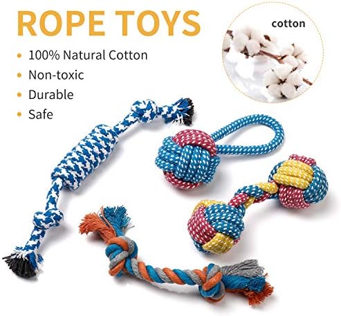 Toozey Dog Toys Puppy Toys - 7 Pcs Puppy Toys from 8 Weeks Small Dog Toys - Interactive Dog Toys for Boredom Dog Chews Dog Toys For Small Dogs&Large Dogs Rope Toys - Natural Cotton&Non-toxic