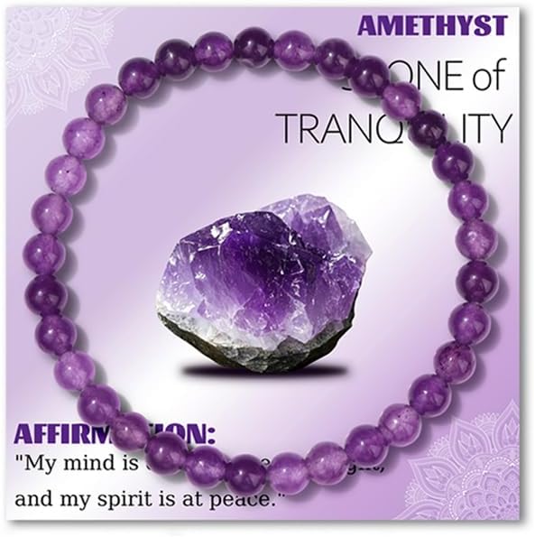 Crystal Beaded Bracelets for Women 4mm Clear Quartz Bead Handmade Gemstone Stretch Elastic Bracelet Natural Stone Crystal Healing Reiki Spiritual Jewelry Gifts