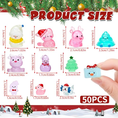 Image of JUNEBRUSHS 50 Pcs Luminous Christmas Mini Resin Figurines