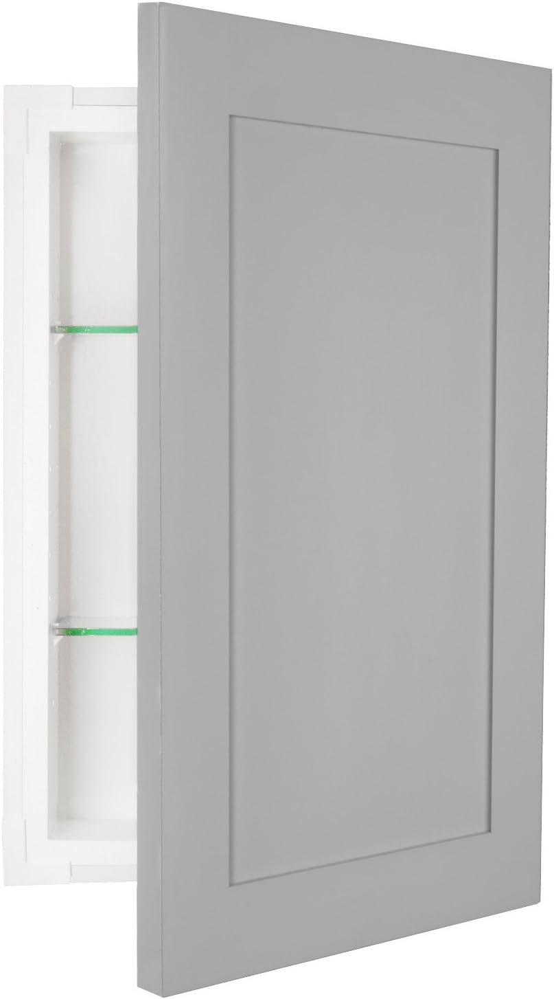 WG Wood Products FR-224-PRIMED Shaker Style Frameless Recessed in Wall Bathroom Medicine Storage Cabinet-Multiple Finishes, 14 X 24, Primed