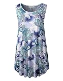 Picture of LARACE Womens Tank Tops Plus Size Sleeveless Shirts Casual Paisley Summer Clothes Floral Blouses for Leggings(1X, A-Green03)