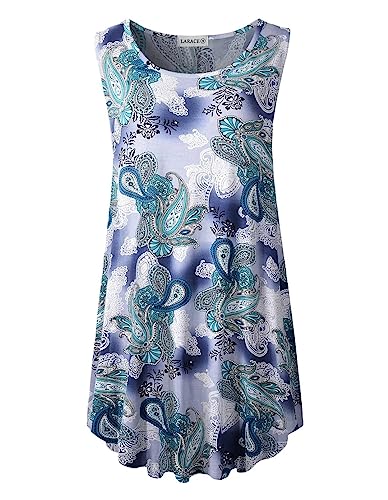 LARACE Womens Tank Tops Plus Size Sleeveless Shirts Casual Paisle