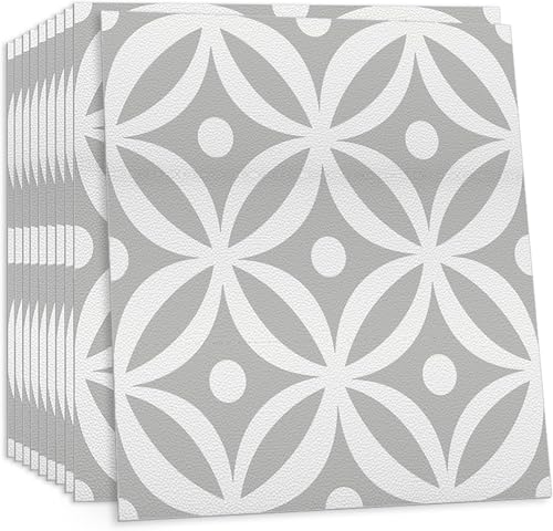 IARTTOP 10Pcs Grey Retro Geometric Peel and Stick Floor Tiles 30x30cm