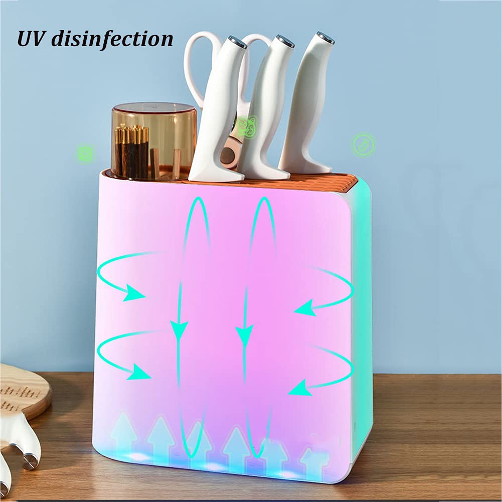 Bloque de cuchillos universal con Estantería utensilios - Portacuchillos de desinfección - Caja de esterilización UV-Almacenamiento de cocina