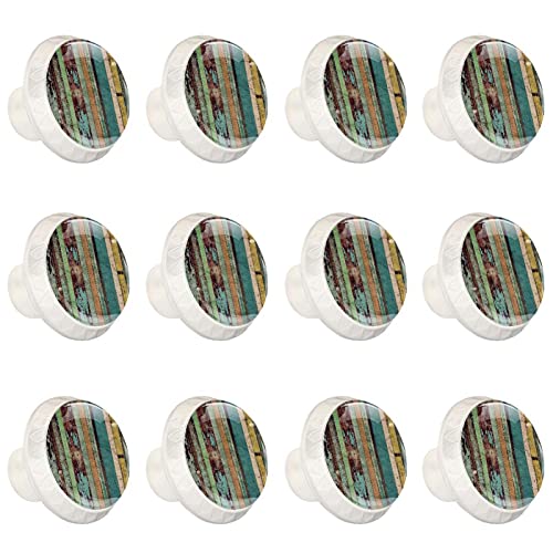 12 Pcs 35Mm Crystal Glass Cabinet Dresser Knobs Vintage Wood Circle Shape Drawer Pulls Knobs With Screws For Home Office #TOP30