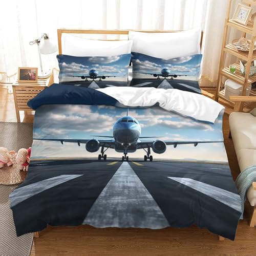 Parure de lit 3D avion housse de couette microfibre 220x240 douce
