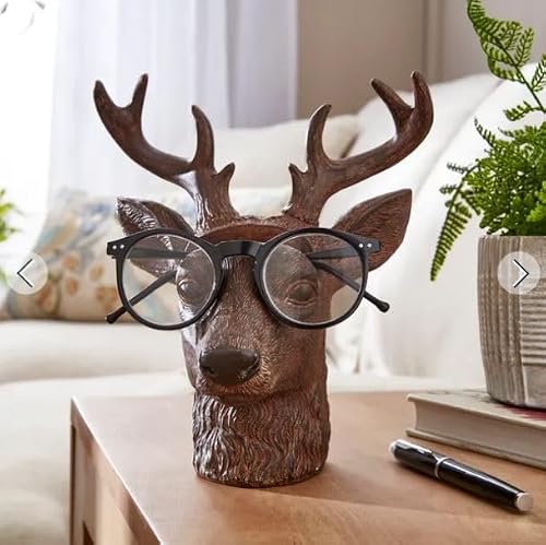 RA-HOMESTORE® New Funky Resin Head Pot & Reading Glasses Stand Holder Pencil Storage Desk Ornament (Stag)