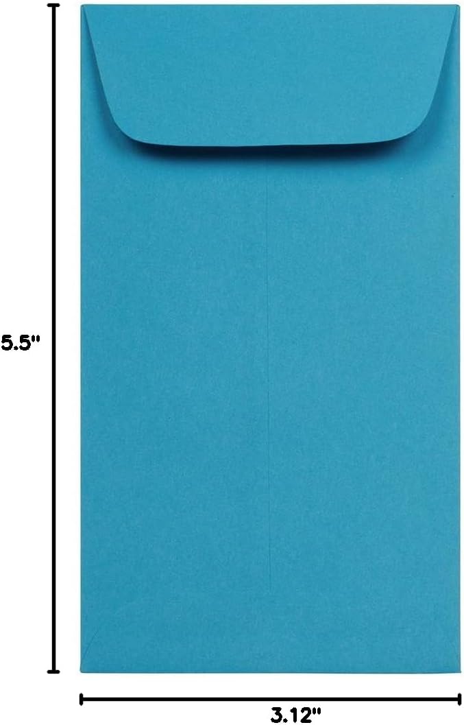 JAM PAPER #5.5 Coin Colored Business Envelopes - 3 1/8 x 5 1/2 - Blue Recycled - 100/Pack