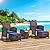 LEVELEVE Balcony Furniture 5 Piece Patio Conversation Set, PE Wicker Rattan Outdoor Lounge Chairs with Soft Cushions 2 Ottoman&Glass Table for Porch, Lawn-Brown Wicker