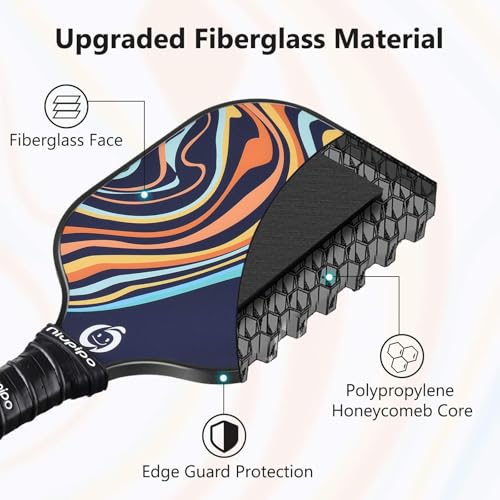 Image of niupipo Pickleball Paddles Set of 2 or 4, USAPA Approved Fiberglass Pickleball Paddle Set with Balls and Bag, Polypropylene Honeycomb Core, Lightweight Pickleball Paddles for Beginners Men Women