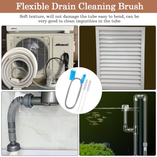 Image of GORGECRAFT 9Pcs Flexible Drain Brush Set Metal Stainless Steel Double Ended Elastic Hose Cleaners Long Straw Pipes Cleaning Tool Brushes for Home Bathroom Sink Shower Kitchen Plumbing