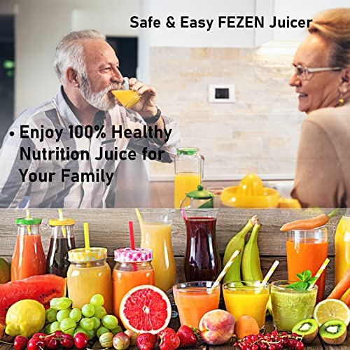 Slow Masticating Juicer Maker Machine, Fezen Celery Juicer 2-Speed Modes & 8 Updated Segment Spiral Cold Press Juicer Machines For 95% Juice Yield, High Nutrient Fruit & Vegetable Juice With Recipes #TOP6