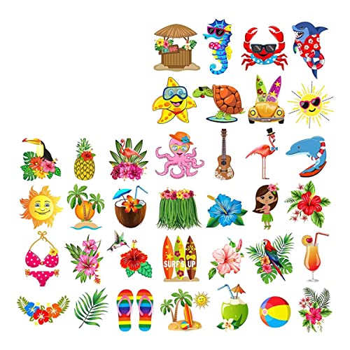 Grier Luau Themed Temporary Tattoos Party Decorations for Kids and Adults,Hawaiian Summer Beach Pool Tattoos Party Favors