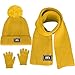 Kids Winter Beanie Hat Scarf Gloves Set for 2-10 Years Old Boys Girls Winter Knit Warm Fleece Lined Kids Hat Scarf Gloves Set (yellow)