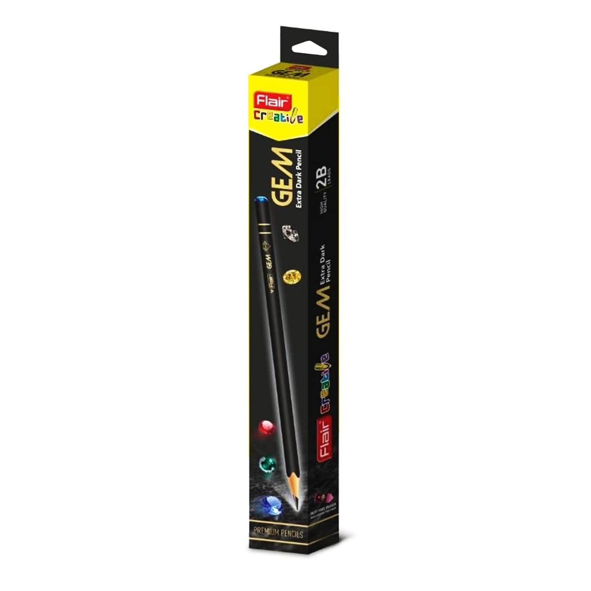FLAIR Creative Series Gem 2B Graphite Pencil | Extra Dark Pencil | Black Matte Finish | Lightweight with Comfortable Grip | Black, Box Pack of 10 Pencils-image-20