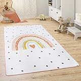 Paco Home Kinderteppich Teppich Kinderzimmer Spielmatte Babymatte rutschfest Modern Tiere Regenbogen Herz, Grösse:155x230 cm, Farbe:Creme