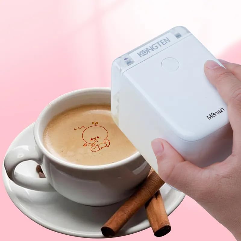 GuliTech mini Inkjet Handheld Printer Portable Mobile Mini Color Printers Customized Code Label Symbol Pattern Printing Machine Tattoo Printer (Kongten 2 edible Color cartridge)