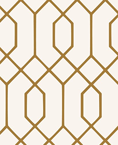 Geometric Hexagon Wallpaper - Peel And Stick - By Simple Shapes (Single Sheet 2Ft X 4Ft, Gold) #TOP4