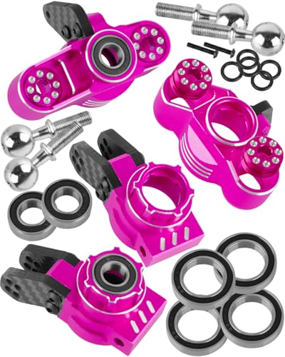 RCarmubWow Alloy RC Front Knuckles Steering Blocks & Rear Hub Stub Axle Carriers Upgrades Part for 1/8 Kraton 6S BLX,Outcast 6S BLX,Notorious 6S BLX,Replace #AR330505 #AR330404,Pink