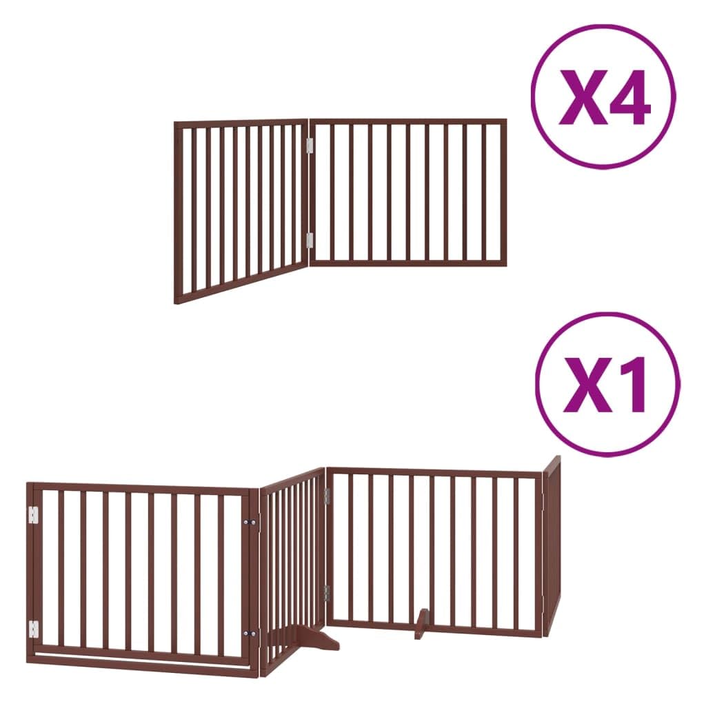 Homgoday Puerta de Perros Plegable 12 Paneles Madera álamo marrón 960 cm Barrera de Seguridad para Mascotas para Mascotas Pequeña Barrera de Seguridad para Escalera Pasillo