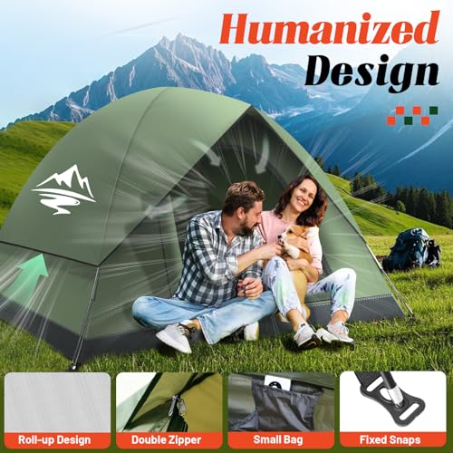 Zelt 2-3 Personen Camping Zelte - Ultraleichte Campingzelt Kuppelzelt Winddicht 3-4 Saison mit Abnehmbarer äußerer Zeltplane, Kleine Packungsgröße, Geeignet für Camping Wandern Backpacking Familien