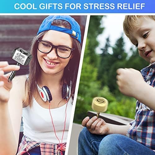 Hammer Fidget Spinner for Kids & Adults, Cool Metal Miniature Finger Hand Spinner Gyro for Boys Age 3-12, Fidget Cube Blocks 2 in 1, Spinning Top Desk Toy EDC Gadgets, Stress Relief Gift for Boys Men