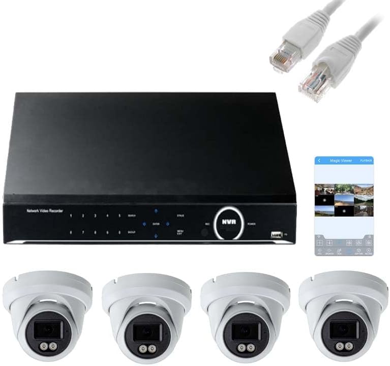 Eyemax Magic Viewer Series 4CH CCTV NVR with 4PCS 5MP in/Outdoor Full Color IPC Camera Package (4, TB)