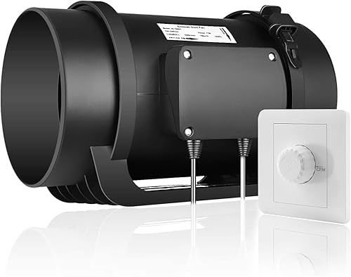 iPower Ventilador de conducto en línea de 6 pulgadas con controlador de velocidad, motor EC de flujo de aire mixto para tienda de campaña,