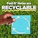 Post-it Super Sticky Notes, 3x3 in, 4 Pads, 2X The Sticking Power, Miami Collection, Neon Colors (Orange, Pink, Blue, Green), Recyclable(3321-SSAN-B)